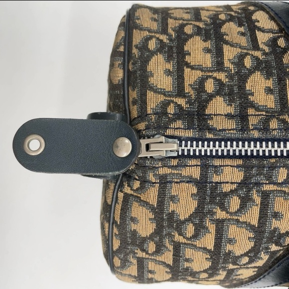 Auth Christian Dior Trotter Canvas X
Leather Navy x Brown Boston Bag - Picture 2 of 12